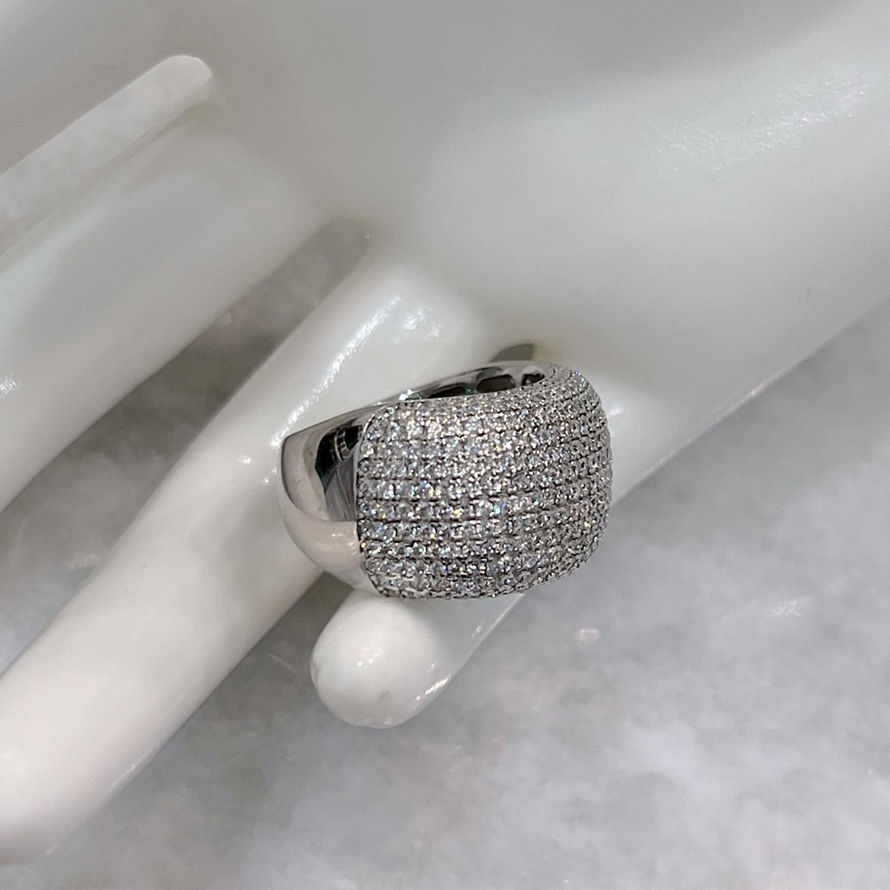 Diamond (sim) Sterling Silver Statement Ring Sz 8 - Picture 7 of 14